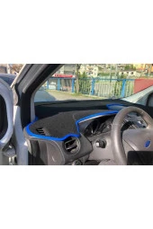 Ford Courier 2013-2020 Ekransız Modelleri Için Uygun Torpido Koruma Halısı Siyah Kenar Renk Mavi thumbnail 3