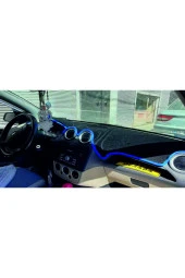 Ford Fiesta 2002-2009 Modelleri Için Uygun Torpido Koruma Halısı Siyah Kenar Renk Mavi - 2