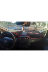 Fiat Punto Grande Için Uygun Torpido Koruma Halısı Siyah Renk Kırmızı Kenar Uyumlu - 1