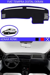 Fiat Tempra Dijital Ekran Için Uygun Torpido Koruma Halısı Siyah Kenar Renk Mavi thumbnail 1