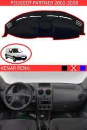 Peugeot Partner 2002-2008 Için Uygun Torpido Koruma Halısı Siyah Kenar Renk Kırmızı thumbnail 1
