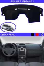 Renault Megane 2 Için Uygun Torpido Koruma Halısı Siyah Kenar Renk Mavi thumbnail 1