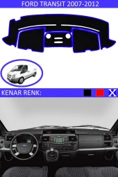 Ford Transit 2007-2012 Için Uygun Torpido Koruma Halısı Siyah Kenar Renk Mavi thumbnail 1
