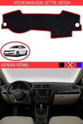 Volkswagen Jetta 2010+ Için Uygun Torpido Koruma Halısı Siyah Kenar Renk Kırmızı thumbnail 1