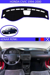 Honda Civic 1994-2000 Için Uygun Torpido Koruma Halısı Siyah Kenar Renk Mavi thumbnail 1