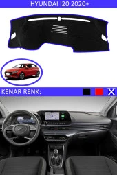 Hyundai I20 2020+ Modelleri Için Uygun Torpido Koruma Halısı Siyah Kenar Renk Mavi thumbnail 1