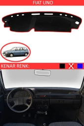 Fiat Uno Için Uygun Torpido Koruma Halısı Siyah Kenar Renk Kırmızı thumbnail 1