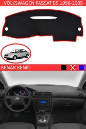Volkswagen Passat B5 1995-2005 Için Uygun Torpido Koruma Halısı Siyah Kenar Renk Kırmızı thumbnail 1
