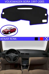 Volkswagen Bora 1997-2005 Için Uygun Torpido Koruma Halısı Siyah Kenar Renk Mavi thumbnail 1