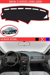 Bmw 3 Series 1990-2000 Için Uygun Torpido Koruma Halısı Siyah Kenar Renk Kırmızı thumbnail 1