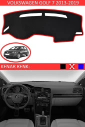 Volkswagen Golf 7 2013-2019 Için Uygun Torpido Koruma Halısı Siyah Kenar Renk Kırmızı thumbnail 1