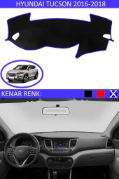 Hyundai Tucson 2016-2018 Için Uygun Torpido Koruma Halısı Siyah Kenar Renk Mavi thumbnail 1