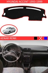Hyundai Accent Yumurta Kasa 1993-1999 Için Uygun Torpido Koruma Halısı Siyah Kenar Renk Kırmızı thumbnail 1