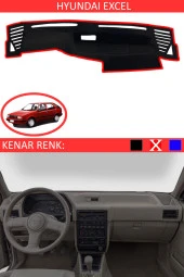 Hyundai Excel Için Uygun Torpido Koruma Halısı Siyah Kenar Renk Kırmızı thumbnail 1