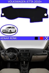 Volkswagen Jetta 2010+ Için Uygun Torpido Koruma Halısı Siyah Kenar Renk Mavi thumbnail 1