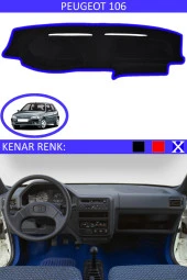 Peugeot 106 Için Uygun Torpido Koruma Halısı Siyah Kenar Renk Mavi thumbnail 1