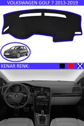 Volkswagen Golf 7 2013-2019 Için Uygun Torpido Koruma Halısı Siyah Kenar Renk Mavi thumbnail 1