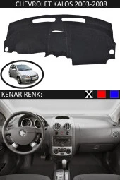 Chevrolet Kalos 2003-2008 Için Uygun Torpido Koruma Halısı Siyah Kenar Renk Siyah - 1
