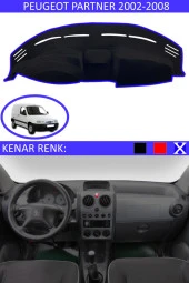 Peugeot Partner 2002-2008 Için Uygun Torpido Koruma Halısı Siyah Kenar Renk Mavi thumbnail 1