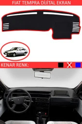 Fiat Tempra Dijital Ekran Için Uygun Torpido Koruma Halısı Siyah Kenar Renk Kırmızı thumbnail 1