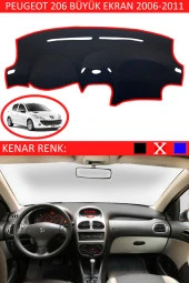 Peugeot 206 2006-2011 Için Uygun Torpido Koruma Halısı Siyah Kenar Renk Kırmızı thumbnail 1