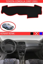 Toyota Coralla 1997-2001 Için Uygun Torpido Koruma Halısı Siyah Kenar Renk Kırmızı thumbnail 1
