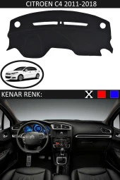 Citroen C4 2011-2018 Için Uygun Torpido Koruma Halısı Siyah Kenar Renk Siyah thumbnail 1