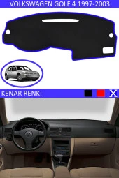 Volkswagen Golf 4 1997-2003 Için Uygun Torpido Koruma Halısı Siyah Kenar Renk Mavi thumbnail 1