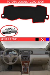 Toyota Coralla 2000-2006 Için Uygun Torpido Koruma Halısı Siyah Kenar Renk Kırmızı thumbnail 1