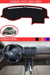Honda Civic Vtec2 2003-2005 Için Uygun Torpido Koruma Halısı Siyah Kenar Renk Kırmızı thumbnail 1