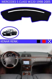 Mercedes S Class W 220 1998-2005 Için Uygun Torpido Koruma Halısı Siyah Kenar Renk Mavi thumbnail 1