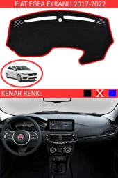 Fiat Egea Ekranlı 2017-2022 Için Uygun Torpido Koruma Halısı Siyah Kenar Renk Kırmızı - 1