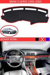 Bmw 5 Serisi 1995-2003 Için Uygun Torpido Koruma Halısı Siyah Kenar Renk Kırmızı thumbnail 1