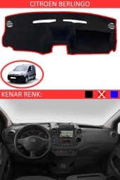 Citroen Berlingo Için Uygun Torpido Koruma Halısı Siyah Kenar Renk Kırmızı thumbnail 1