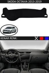 Skoda Octavia 2013-2019 Için Uygun Torpido Koruma Halısı Siyah Kenar Renk Siyah thumbnail 1