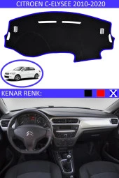 Citroen C-elysee 2010-2020 Için Uygun Torpido Koruma Halısı Siyah Kenar Renk Mavi thumbnail 1