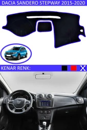 Dacia Sandero Stepway 2015-2020 Için Uygun Torpido Koruma Halısı Siyah Kenar Renk Mavi thumbnail 1