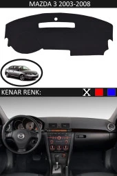 Mazda 3 2003-2008 Için Uygun Torpido Koruma Halısı Siyah Kenar Renk Siyah thumbnail 1