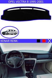 Opel Vectra B 1995-2001 Için Uygun Torpido Koruma Halısı Siyah Kenar Renk Mavi thumbnail 1