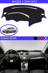 Mazda 3 2009-2013 Için Uygun Torpido Koruma Halısı Siyah Kenar Renk Mavi thumbnail 1