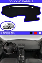 Volvo S40 2008-2012 Için Uygun Torpido Koruma Halısı Siyah Kenar Renk Mavi thumbnail 1