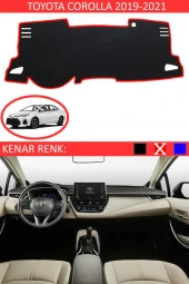 Toyota Coralla 2019-2021 Için Uygun Torpido Koruma Halısı Siyah Kenar Renk Kırmızı thumbnail 1