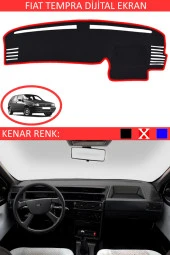 Fiat Tipo Dijital Ekran Için Uygun Torpido Koruma Halısı Siyah Kenar Renk Kırmızı thumbnail 1