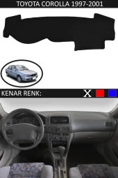 Toyota Coralla 1997-2001 Için Uygun Torpido Koruma Halısı Siyah Kenar Renk Siyah thumbnail 1