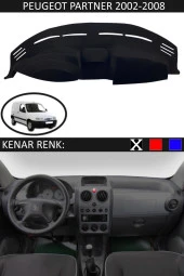 Peugeot Partner 2002-2008 Için Uygun Torpido Koruma Halısı Siyah Kenar Renk Siyah thumbnail 1