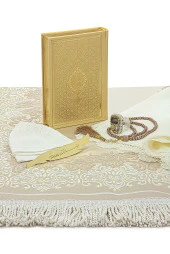 Sandıklı İşlemeli Çeyizlik Seccade Seti Damat Gelin Bohçası Hediyelik Kuranı Kerim Seti thumbnail 5