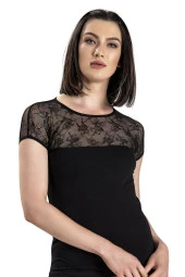 Jiber 537 Kadın Pamuklu Likralı Dantelli Yarım Kol Atlet - 2