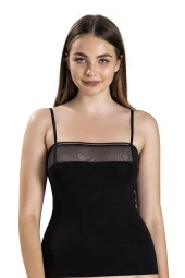 Jiber 520 Kadın Pamuklu Likralı Dantelli İp Askılı Atlet - 3