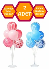 2 Adet Balon Süsleme Standı 7li Çubuklu Ikili Set Ayaklı Stand - 7