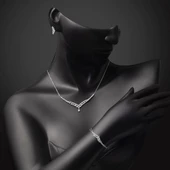 14 Ayar Damla Tasarım Beyaz Altın Nişan Seti thumbnail 4